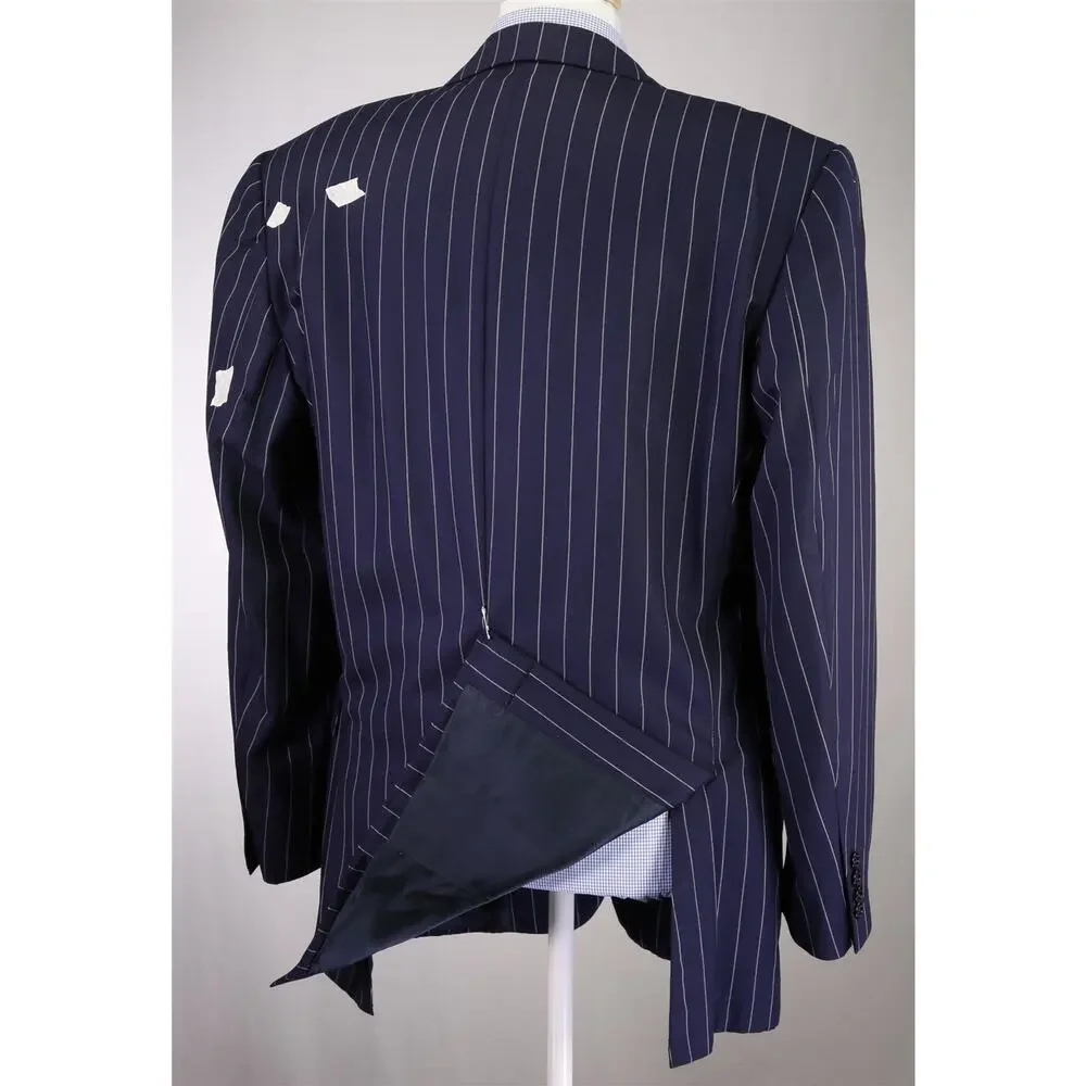 Ralph Lauren Purple Label Navy Blue Pinstripe 2-Btn Suit Jacket Blazer 42L